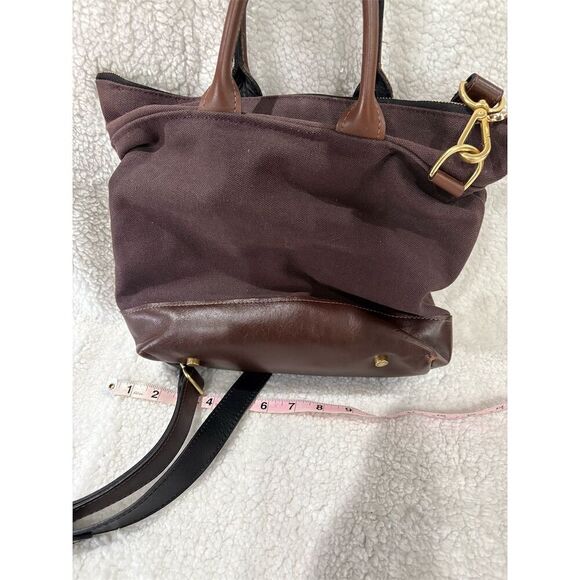 R. Riveter Dark Brown Leather Shoulder Bag Medium Striped Unisex Adults - Picture 5 of 12